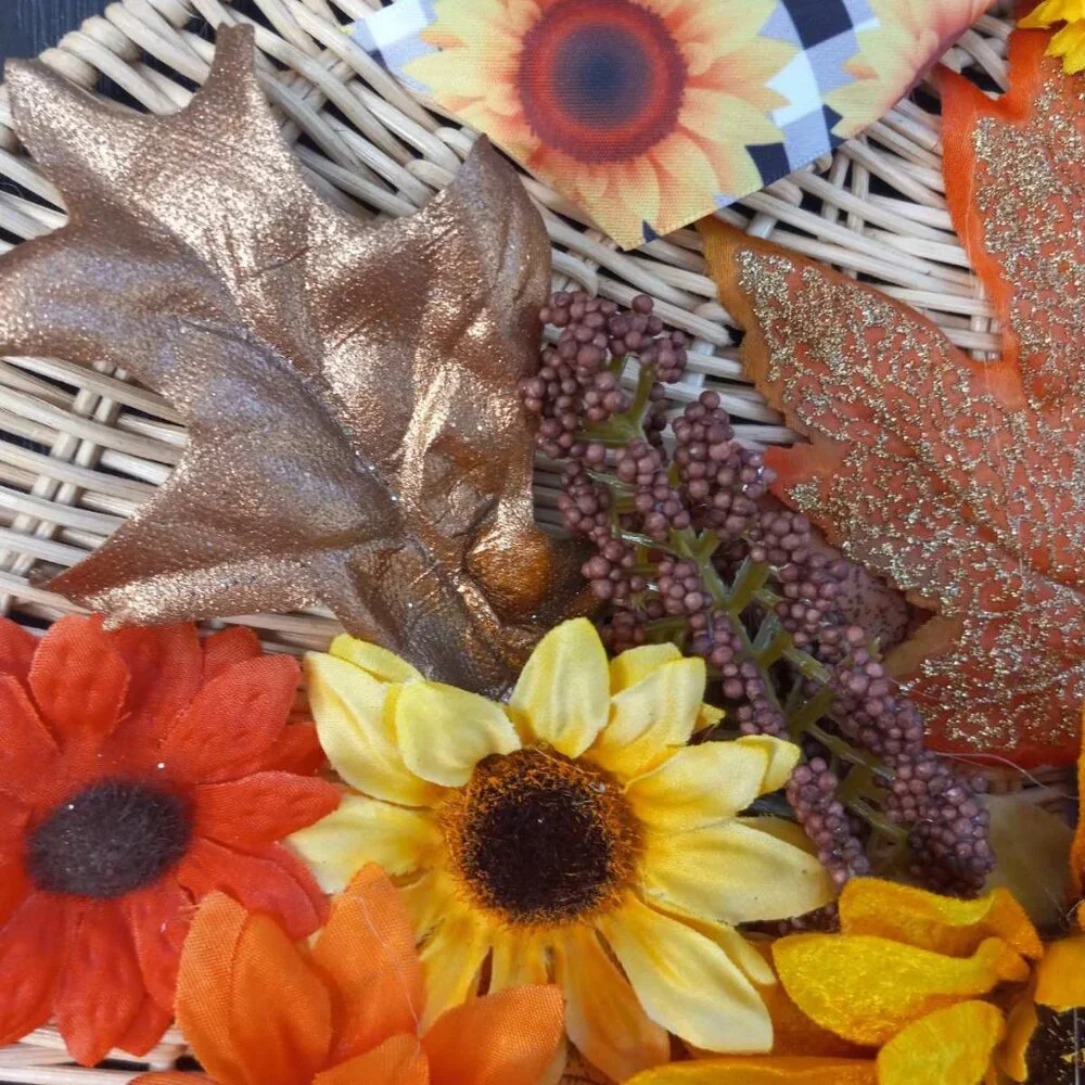 Sunflowers Fall Wreath BLESSED Sign Thanksgiving Pumpkin Wall Door Hanger Decor